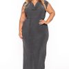 Dresses CULTURE CODE | Plus Size Velma Cowl Neck Maxi Dress Charcoal