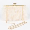 Accessories Hu0026D | Aspen Faux Fur Frame Box Clutch Beige