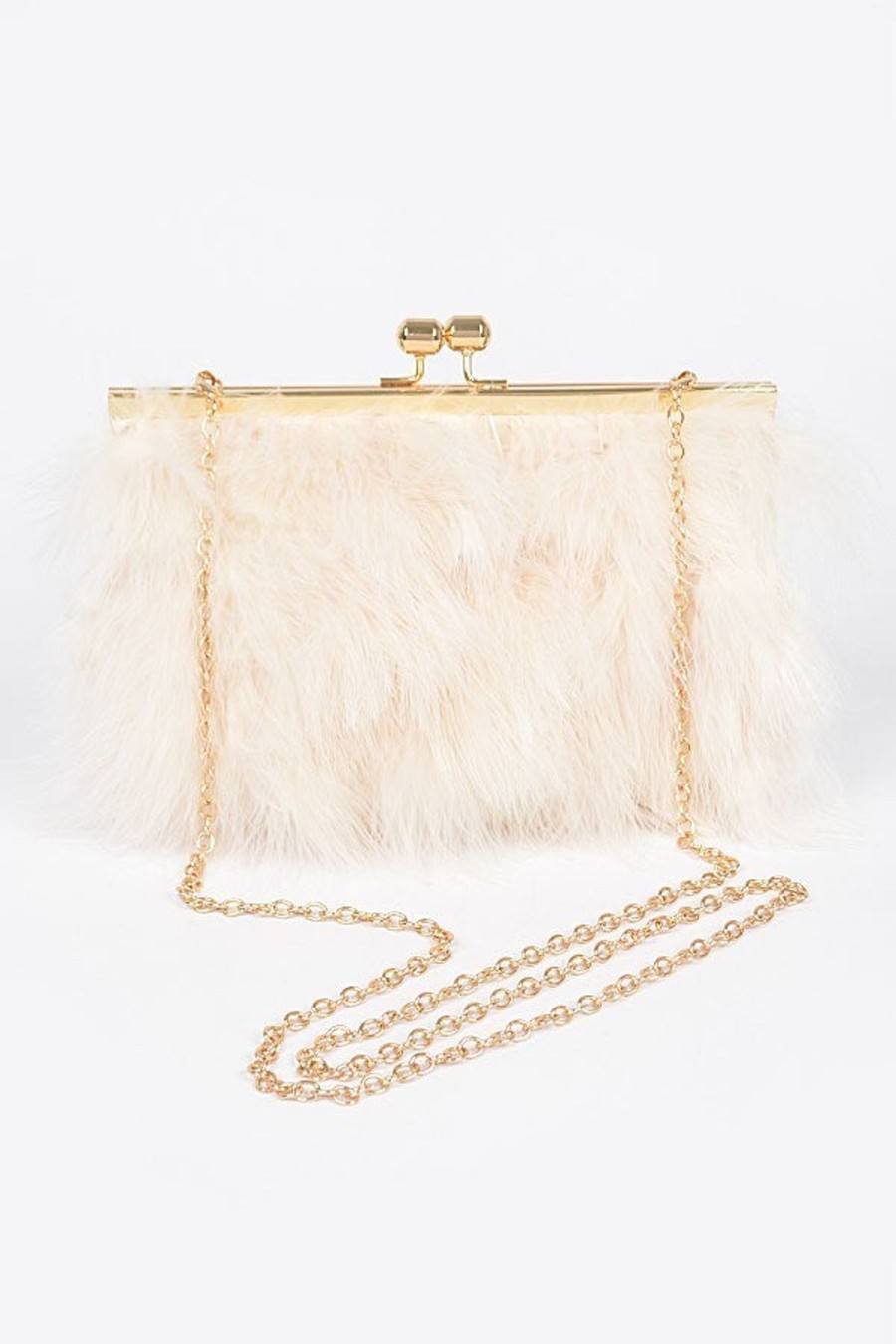 Accessories Hu0026D | Aspen Faux Fur Frame Box Clutch Beige