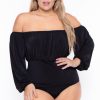 Tops Curvy Sense | Plus Size Kalia Bodysuit Black