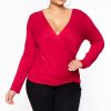 Tops Ambiance | Plus Size Surplice Top Red