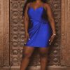 Dresses Curvy Sense | Plus Size Lunette Cami Mini Dress Blue