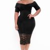 Dresses Curvy Sense | Plus Size Anadora Off The Shoulder Dress Black