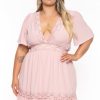 Dresses Curvy Sense | Plus Size Seri Woven Flare Dress Mauve