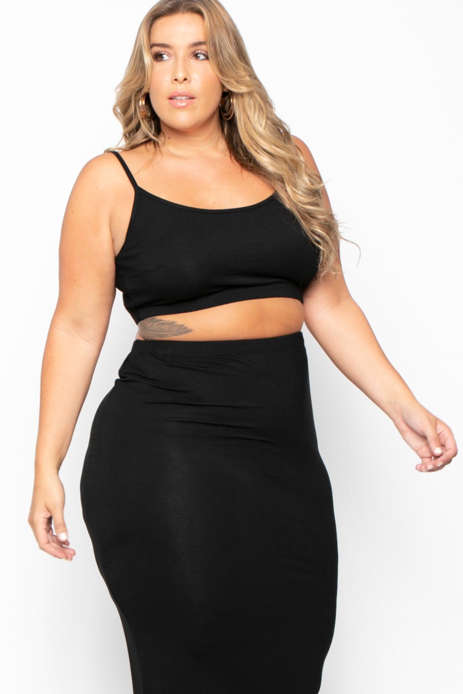 Little Black Styles Curvy Sense | Plus Size Connie Crop Top U0026 Skirt Set Black