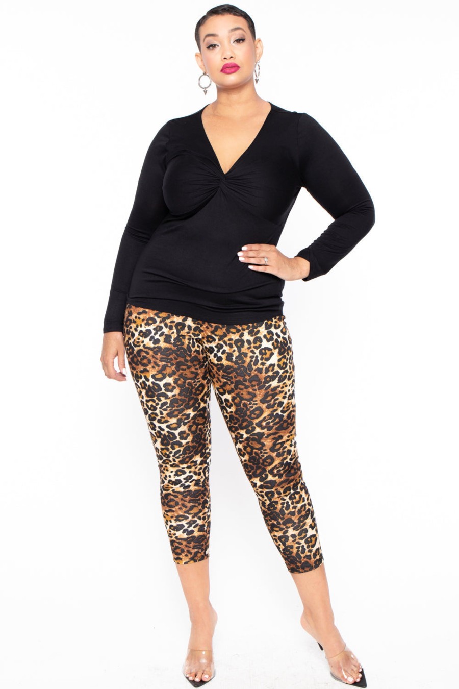 Tops Ambiance | Plus Size Twist Front Top Black