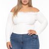 Tops Curvy Sense | Plus Size Vivian Boa Top Ivory