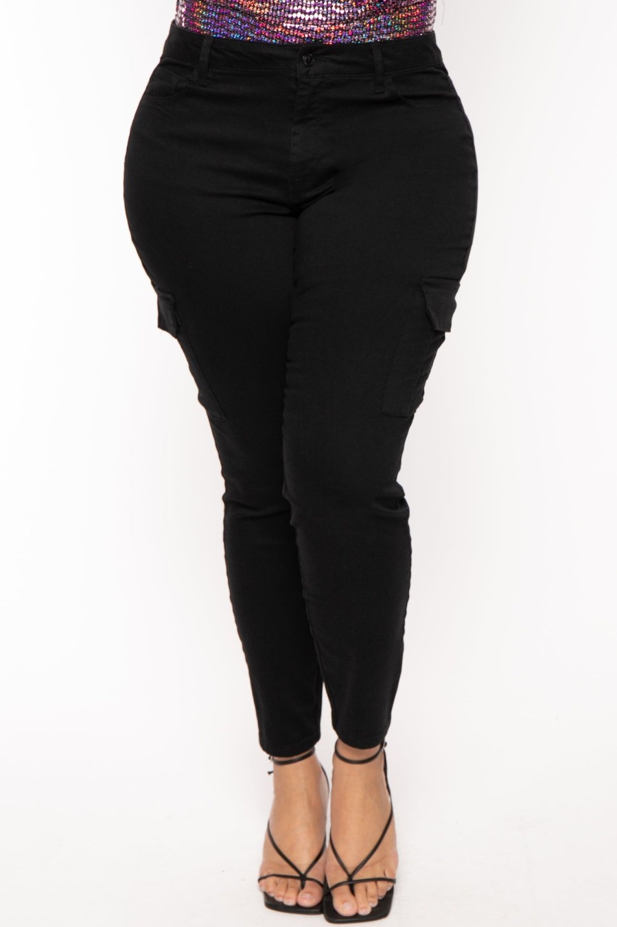 Bottoms Wax Jean | Plus Size Cargo Skinny Leg Pants Black