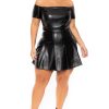 Dresses Curvy Sense | Plus Size Blair Faux Leather Dress Black