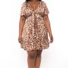 Dresses Curvy Sense | Plus Size Samara Satin Front Tie Dress Taupe