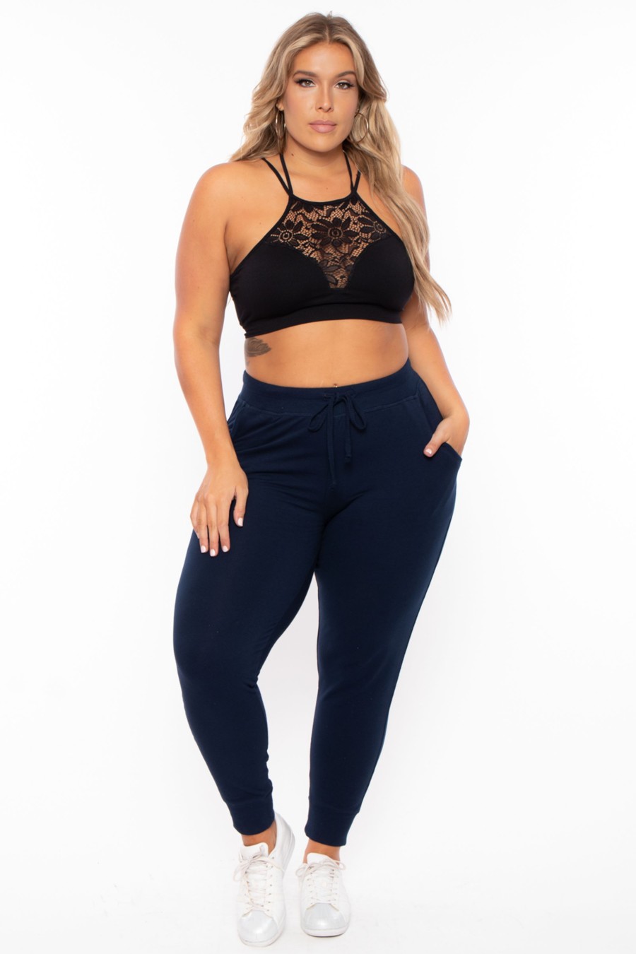 Bottoms Ambiance | Plus Size Sweat Jogger Navy