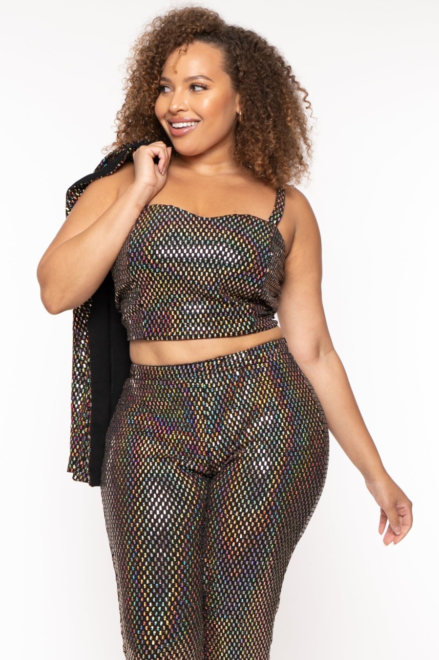 Matching Sets Gibiu | Plus Size Akari Metallic 3Pc Suit Gold