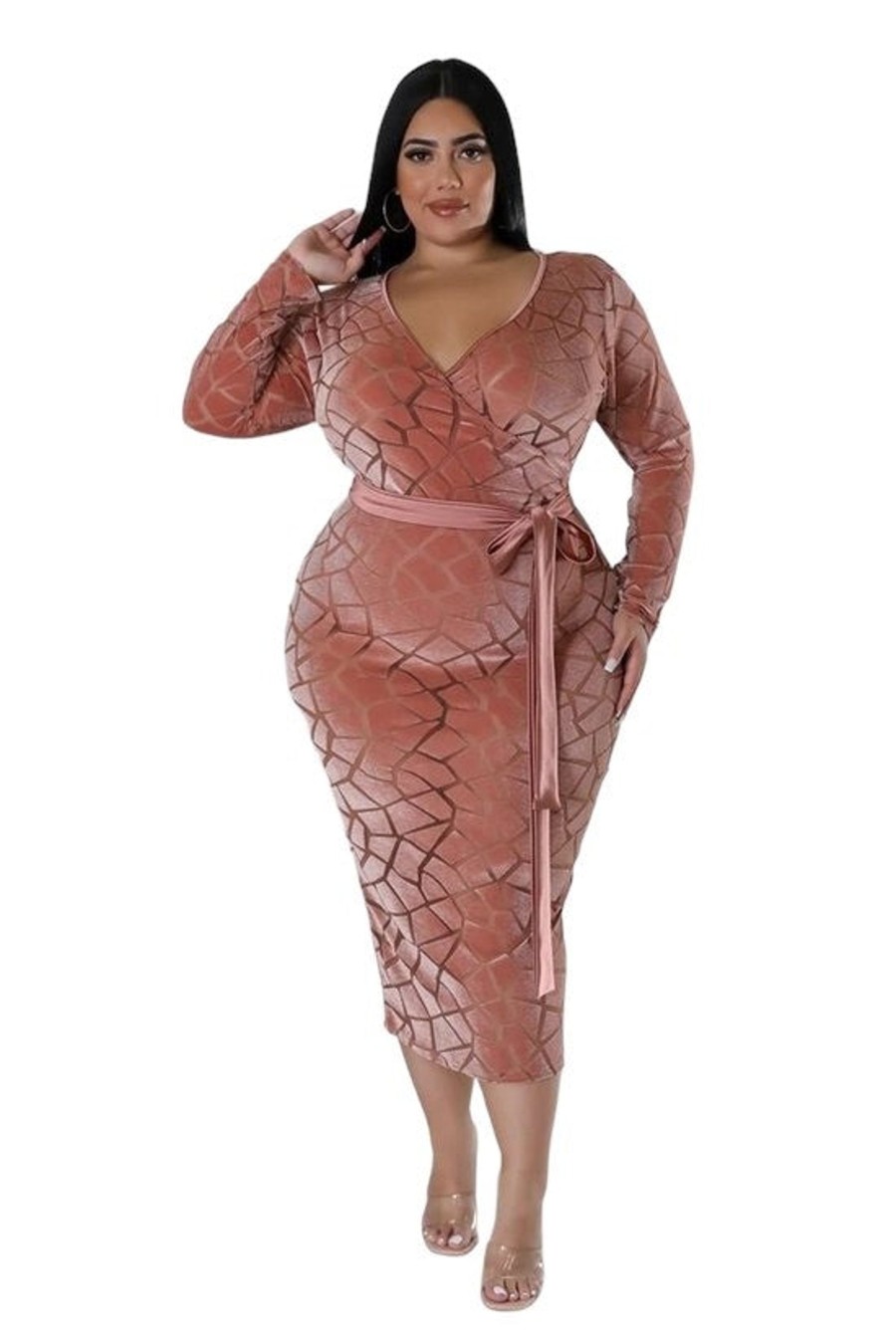 Dresses Goodtime USA | Plus Size Cianne Burn Out Bodycon Dress Rust