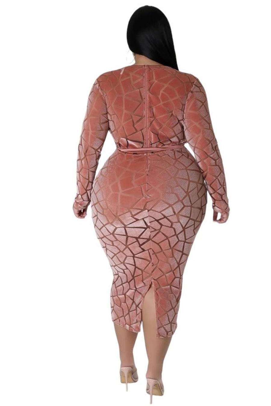 Dresses Goodtime USA | Plus Size Cianne Burn Out Bodycon Dress Rust